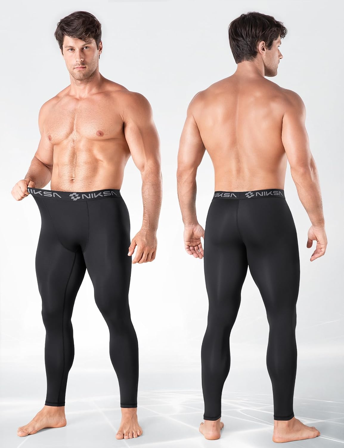 Niksa 1 Pack Men’s Compression Leggings for Gym Running Cycling - Elastic Soft Fabric, Flat Seam Anti-Friction, Muscle Support Activewear Base Layer Tights – Bild 2
