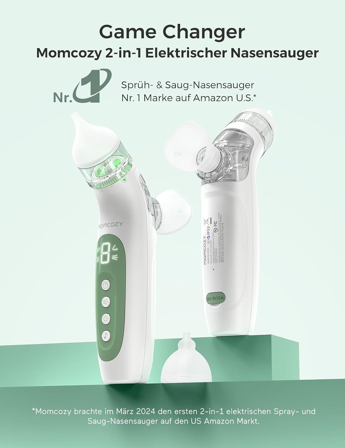Momcozy BN007 Nasensauger baby elektrisch mit Nasenspray – Bild 2