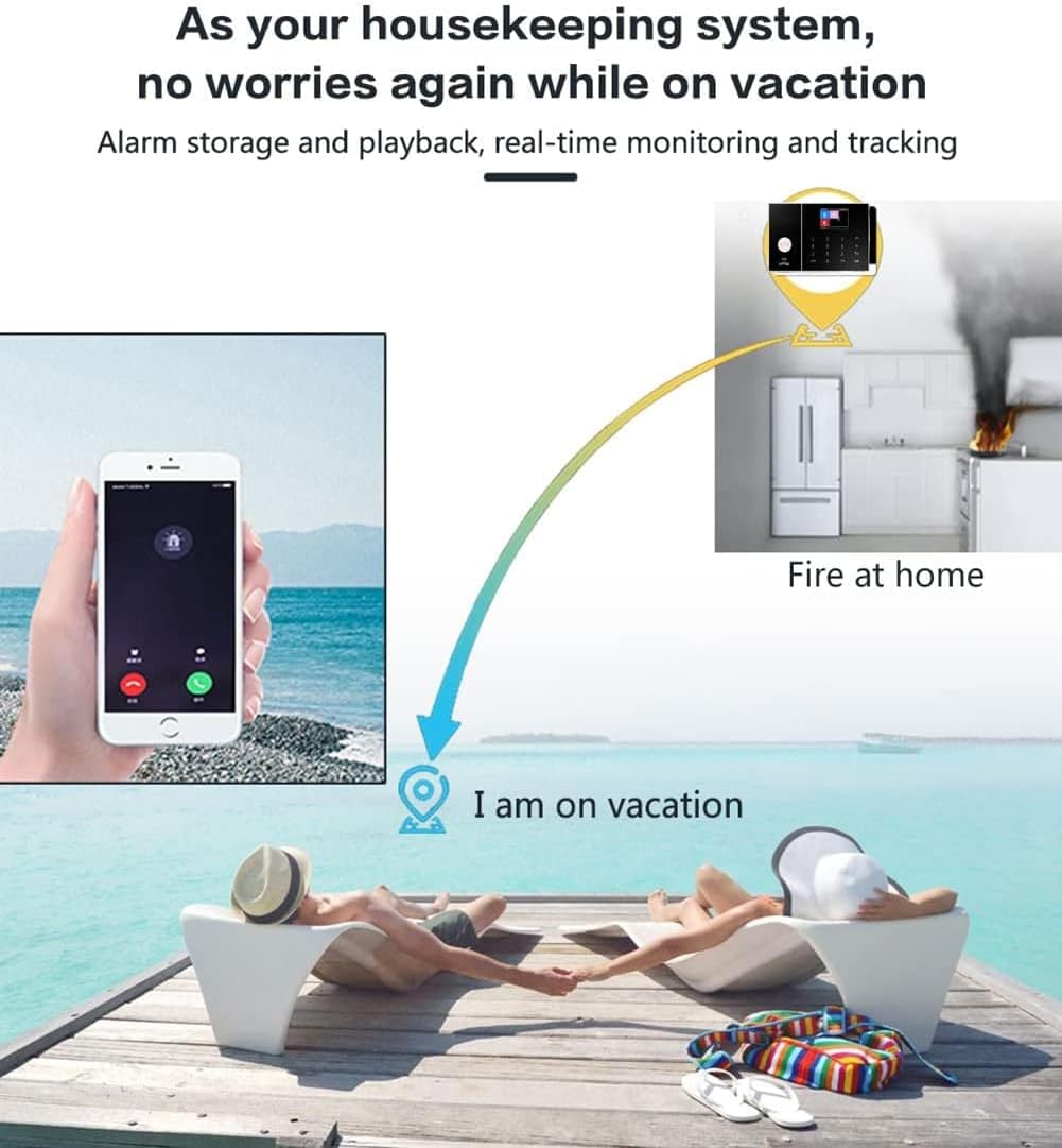 LWOHSI Alarmanlage Haus mit Kamera,Drahtloses WLAN /2G SMS Alarmanlage mit Bewegungsmelder,LCD-Display,120dB Alarmsirene, Intelligenter Fernbedienung, Kompatibel mit Alexa und Google – Bild 8