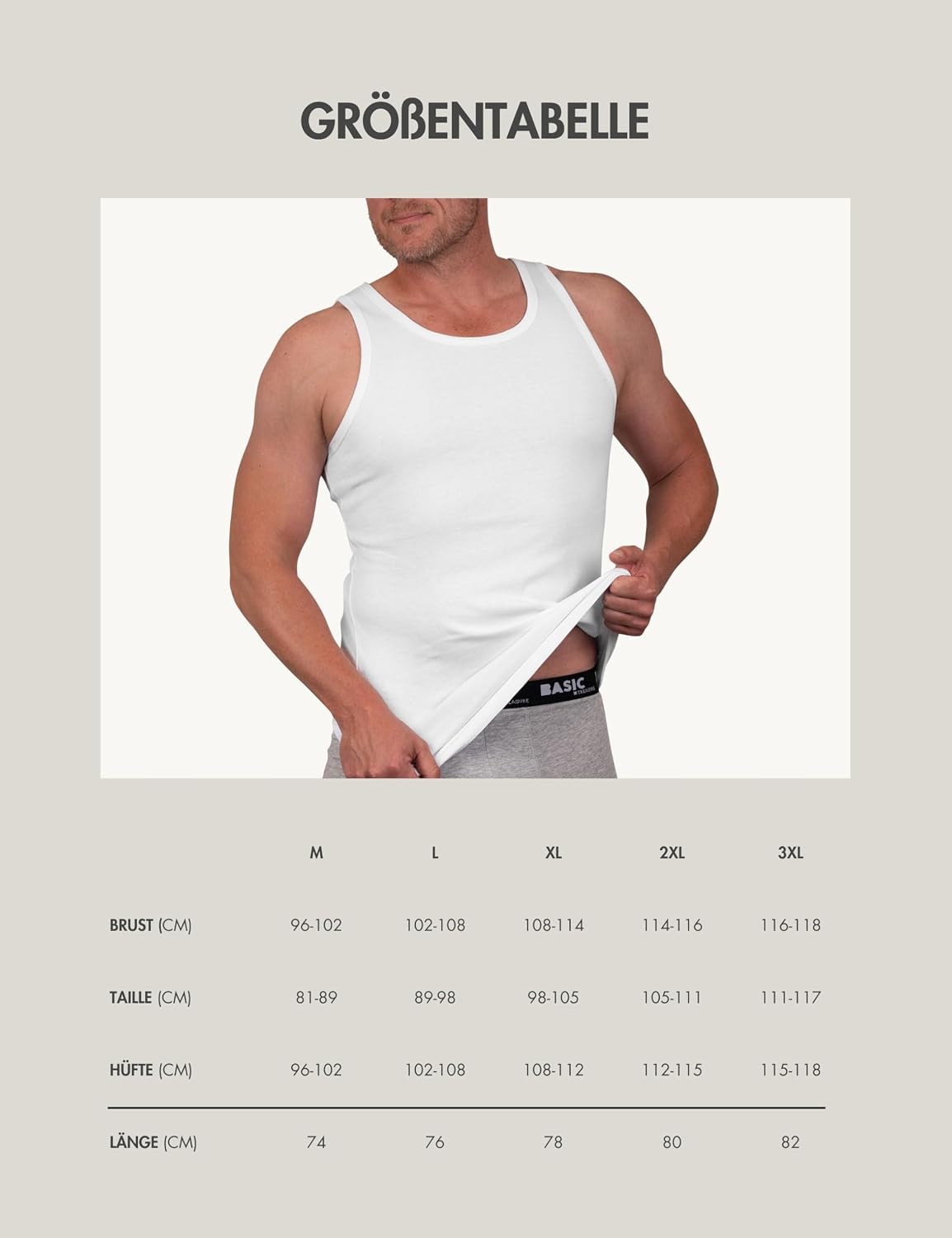 Basic Treasure 5er Pack Unterhemd Herren 100% Baumwolle, Tank Top – Bild 6