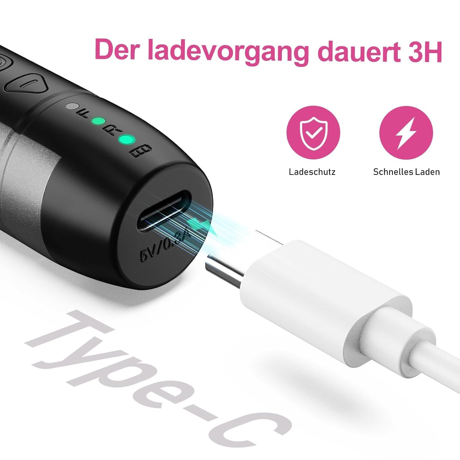 COSLUS C20 Elektrischer Nagelfräser 35000 u/min kabellos 11 in 1, Grau – Bild 5
