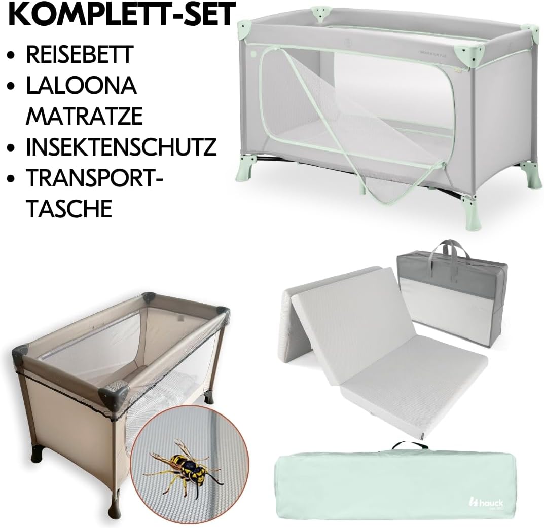 hauck Dream n Play Plus Baby Reisebett Set - Dusty Mint – Bild 2