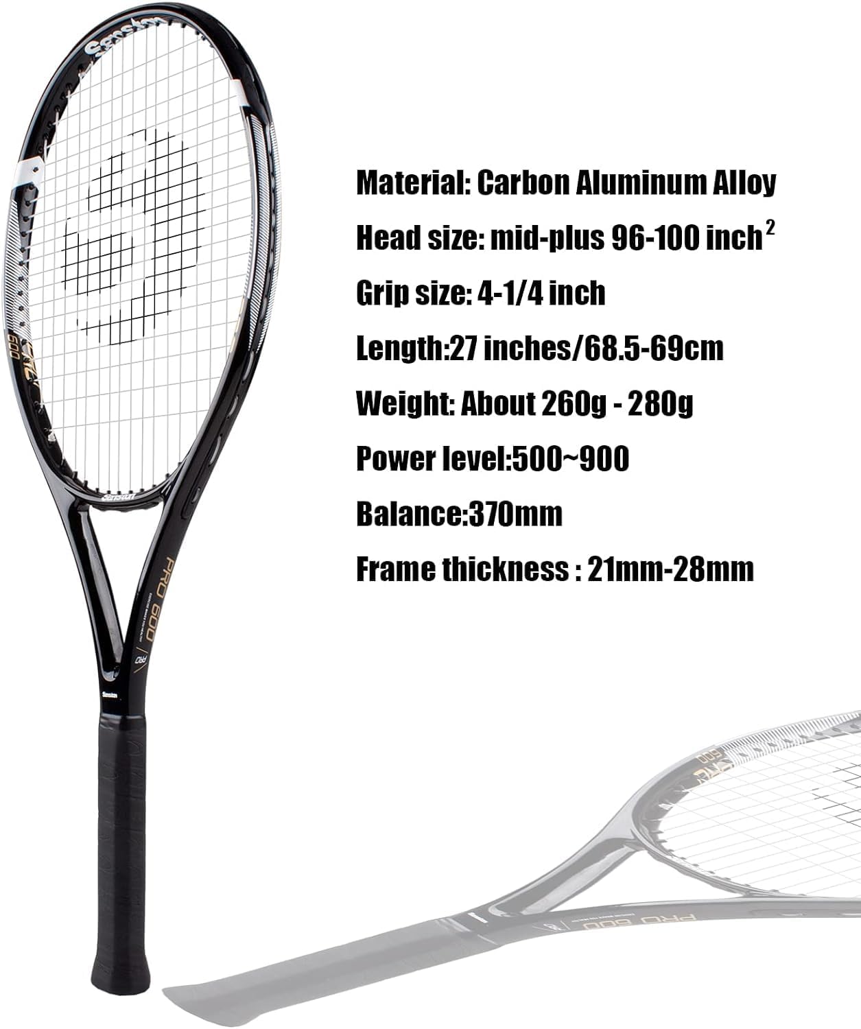 Senston Tennisschläger 2er-Set 68,6cm / 27'' mit Bällen für Erwachsene – Bild 2