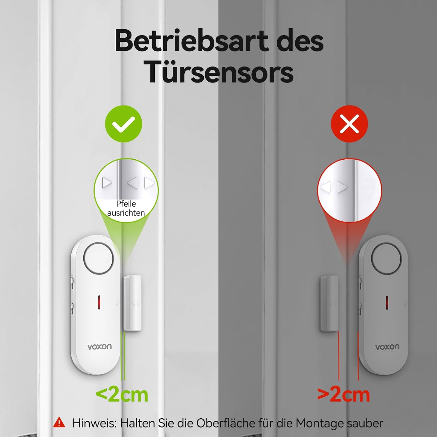 VOXON Türalarm, Fensteralarm Einbruchschutz, 2-in-1 Alarm/Türgong, 3-stufiger Lautstärkeregler, Alarmanlage Tür- und Fenstersensoren mit Sirene für Pool, Haus, Geschäft, Garage, Wohnung (2Pcs) – Bild 5