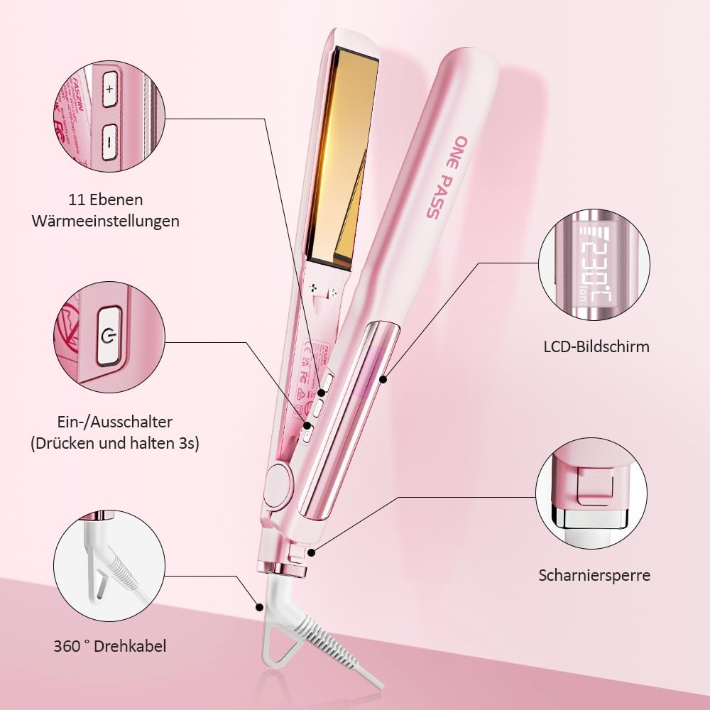 Faszin 2 in 1 Glätteisen Locken und Glätten, Titanplatten Haarglätter – Bild 7
