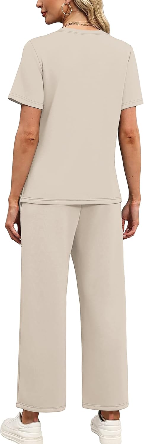 Desol Hausanzug Set für Damen Zweiteiler Freizeit Oberteil mit Knöpfen und Hose mit Taschen Sets Jogginganzug Trainingsanzug Loungewear – Bild 4