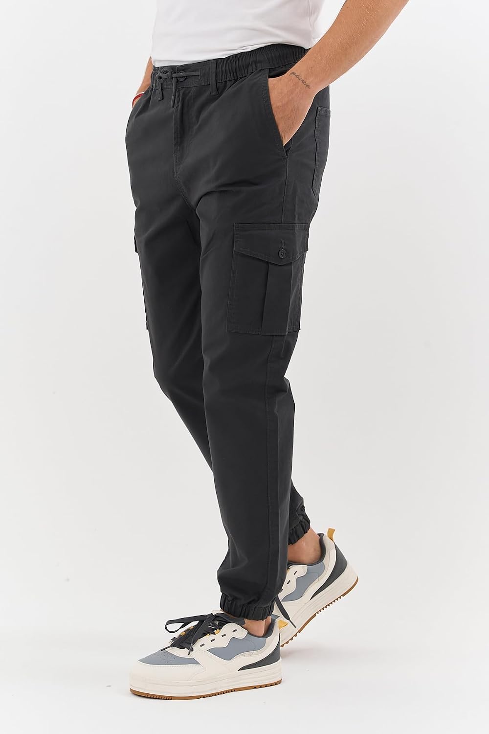 COMEOR Cargohose Herren Stretch Relaxed Fit – Chino Hose Baumwolle Männer Cargo Outdoorhosen, Wanderhose, Baggy Freizeit mit 6 Taschen & Kordelzug – Bild 5