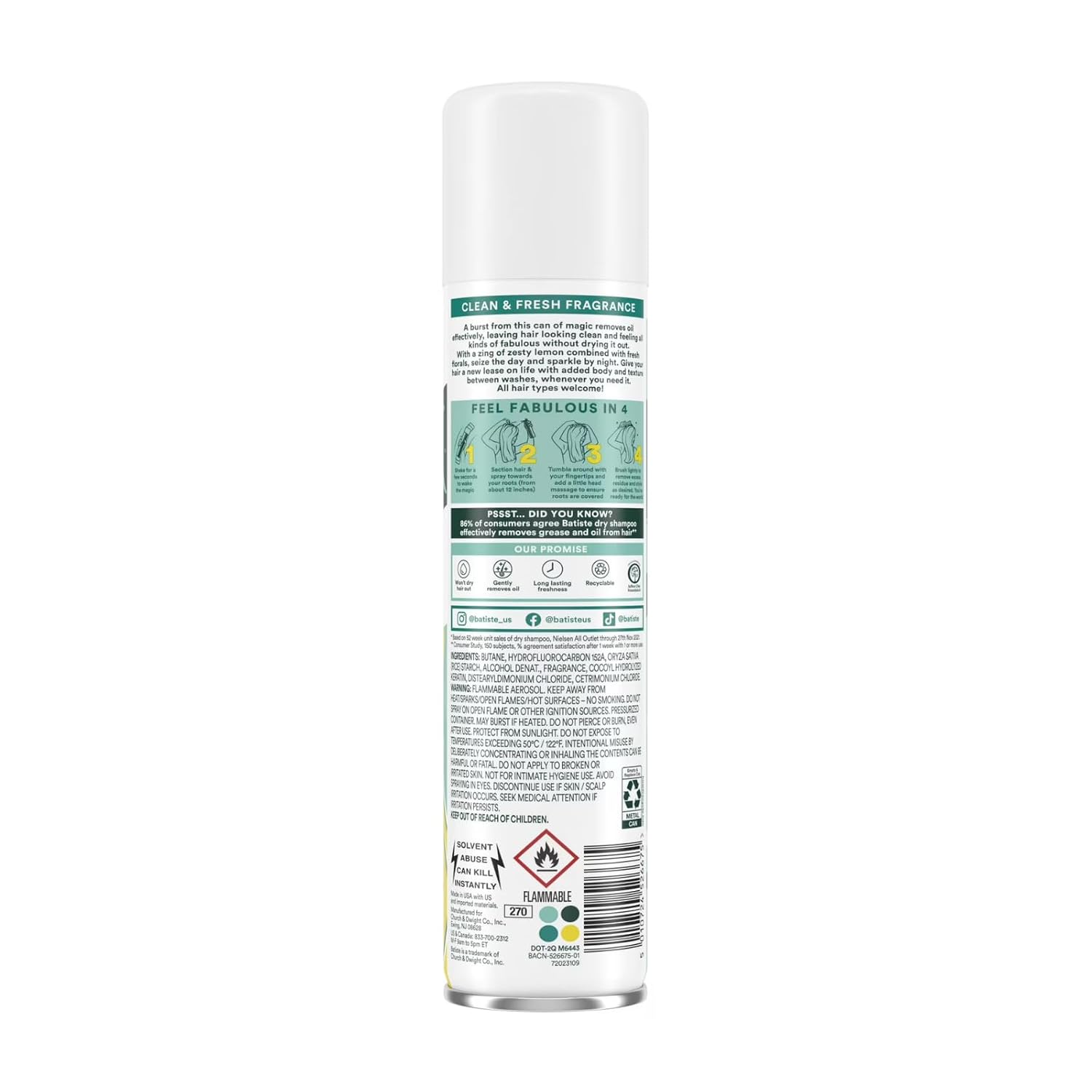 Batiste Trockenshampoo Original, Ohne Weiße Rückstände, 200ml – Bild 2