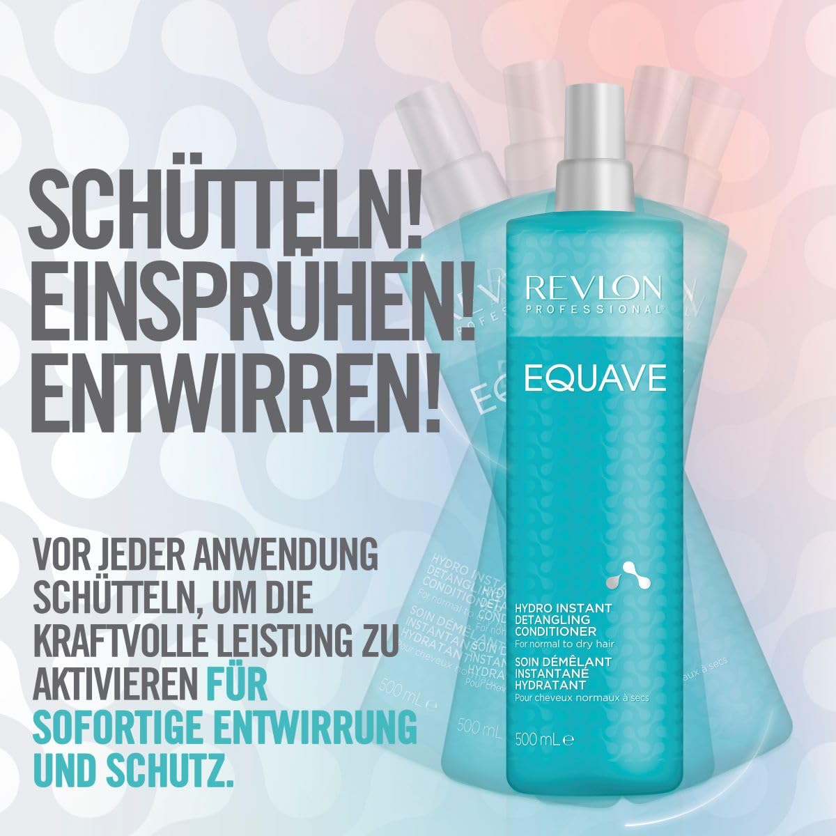 REVLON PROFESSIONAL EQUAVE Hydro Instant Detangling Conditioner, 200 ml, entwirrender Leave in Sprühconditioner für normales bis trockenes Haar, Haarpflege mit 2-Phasen Formel & Hitzeschutz – Bild 4