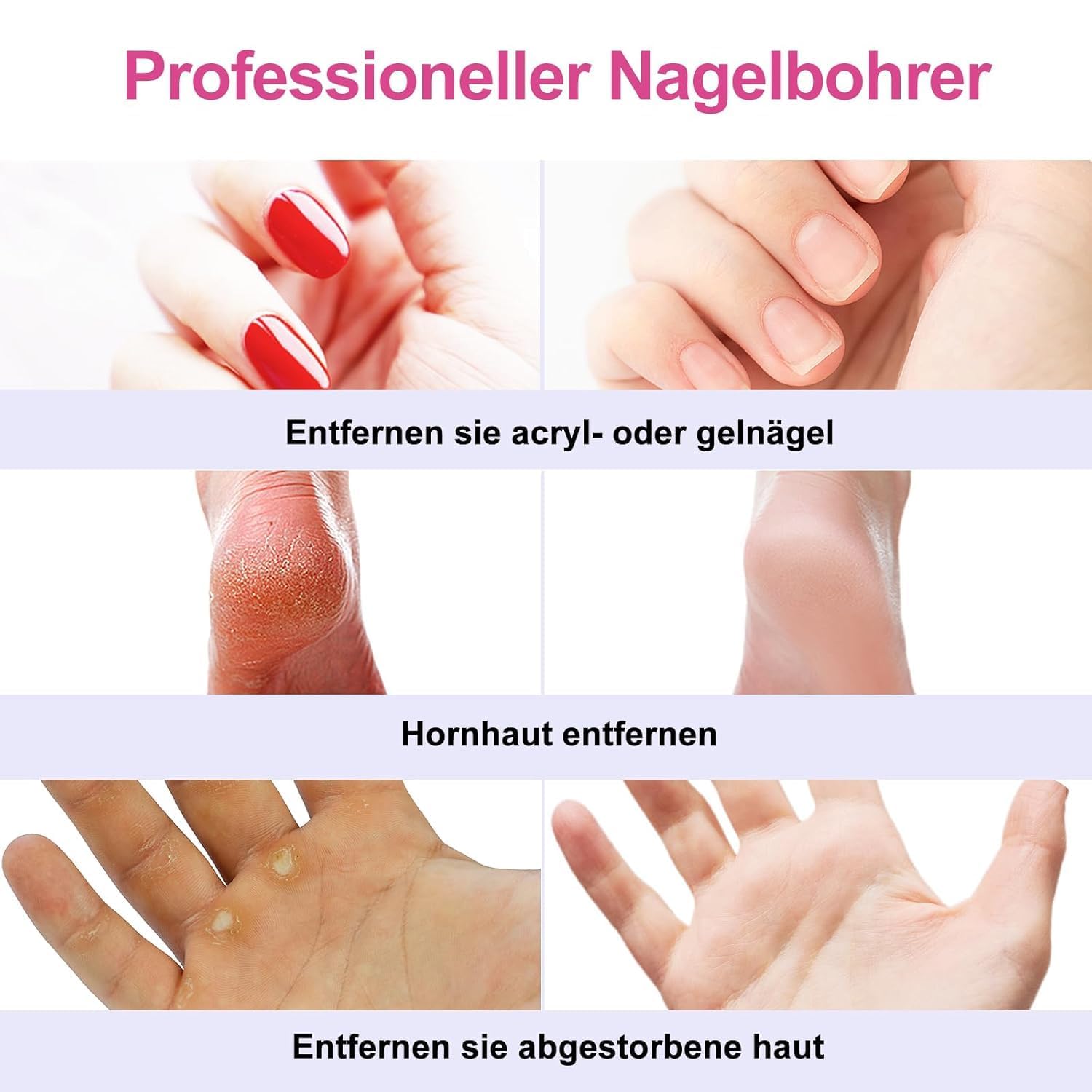COSLUS C20 Elektrischer Nagelfräser 35000 u/min kabellos 11 in 1, Grau – Bild 4