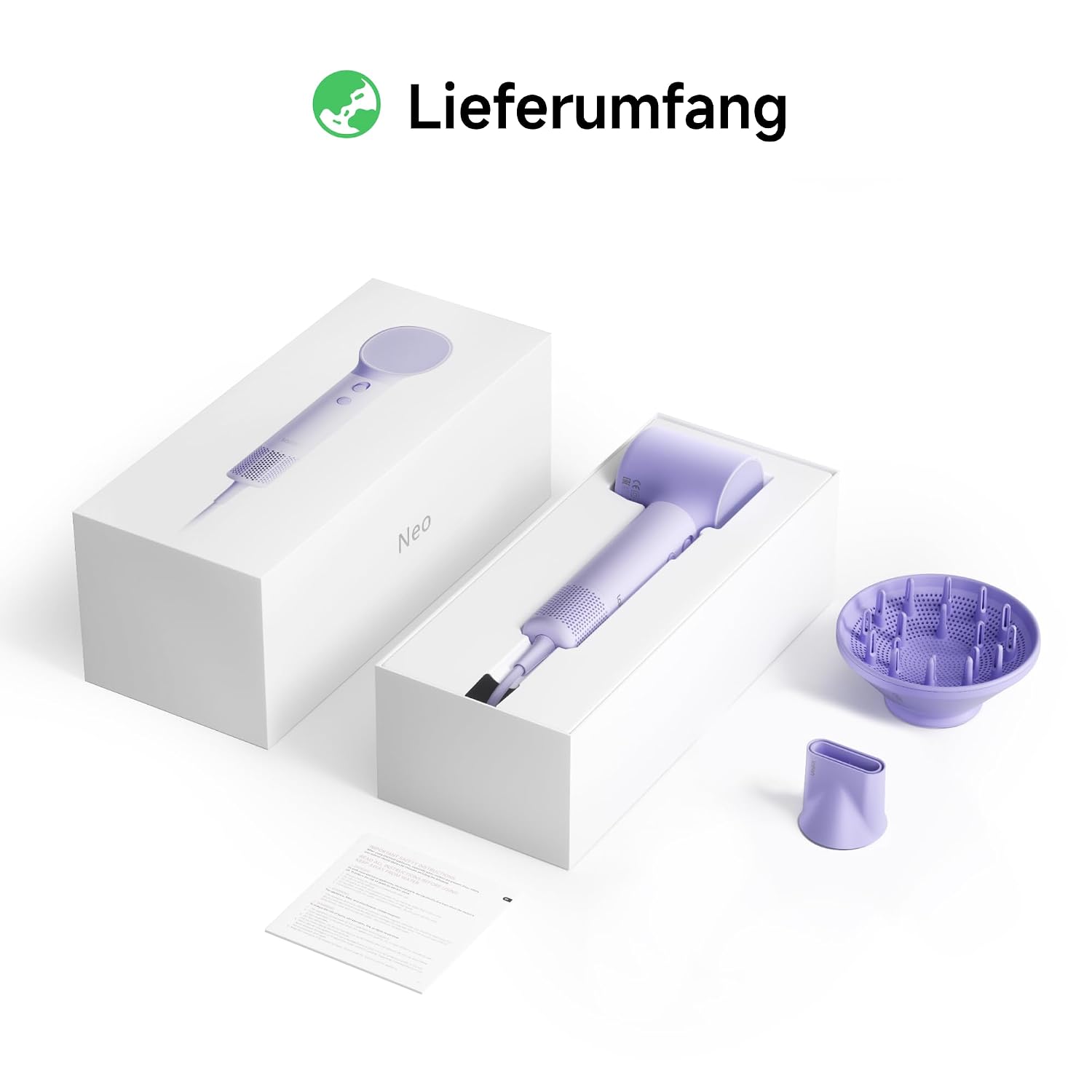 Laifen Neo Haartrockner, 22 m/s Luftstrom, 390 g leicht, Pastell-Violett – Bild 10