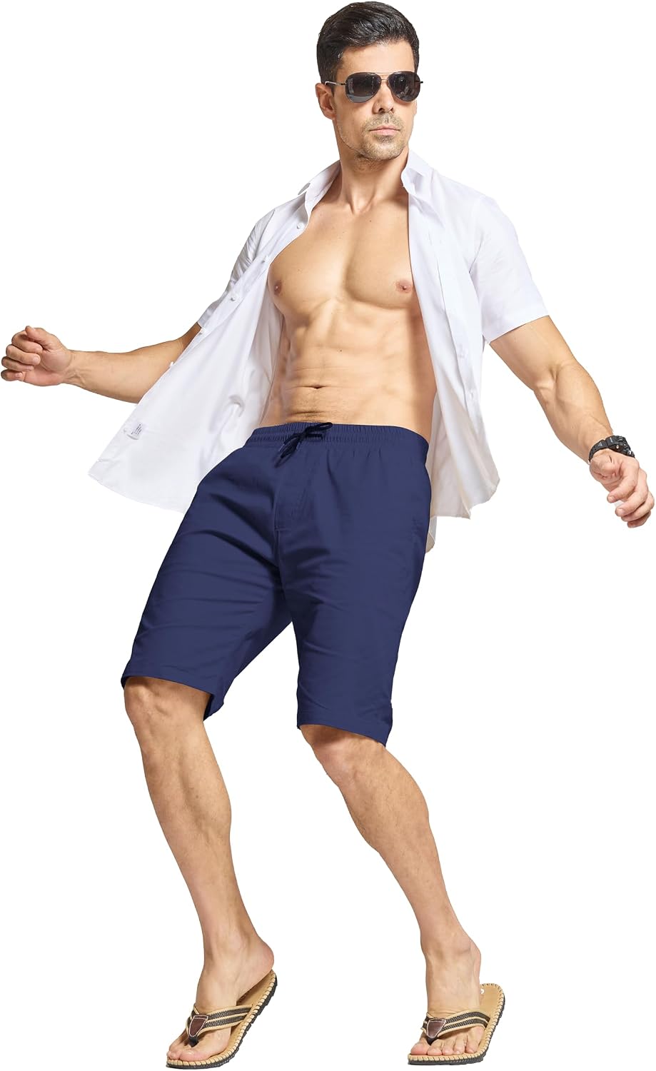 HCSS Kurze Hosen Herren Shorts Herren Sommer Chino Shorts Männer Baumwolle Hose Kurz Elastische Taille mit Taschen – Bild 3