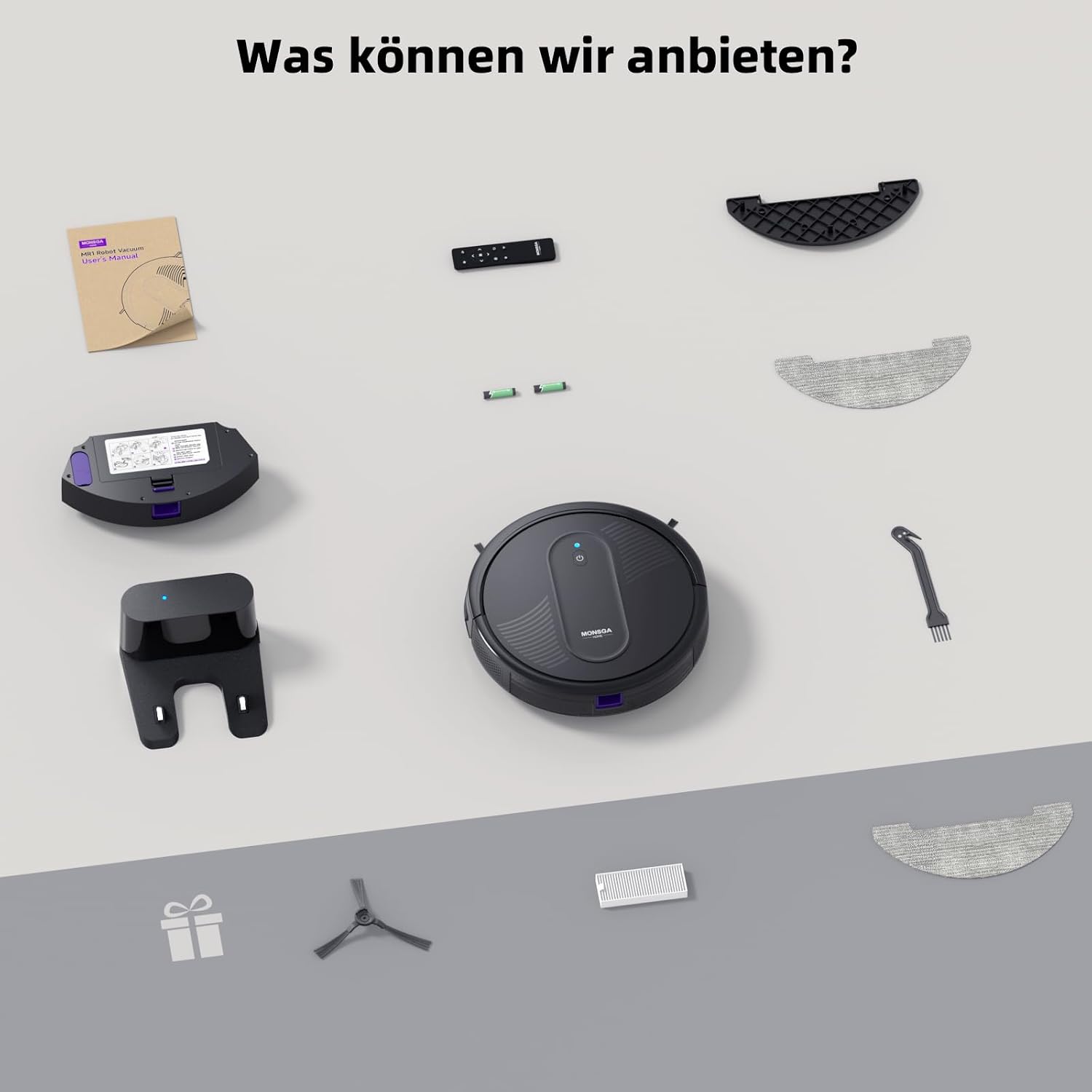 MONSGA Saugroboter mit Wischfunktion, 5000 Pa Saugkraft, 140 Min.Laufzeit – Bild 8