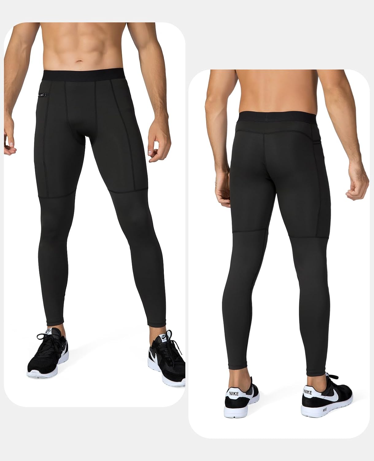 Niksa Sport Leggings männer 2er Pack,Laufhose Tight Lange Unterhose Quick Dry Kompression Hose für Fitness Gym Joggen – Bild 2