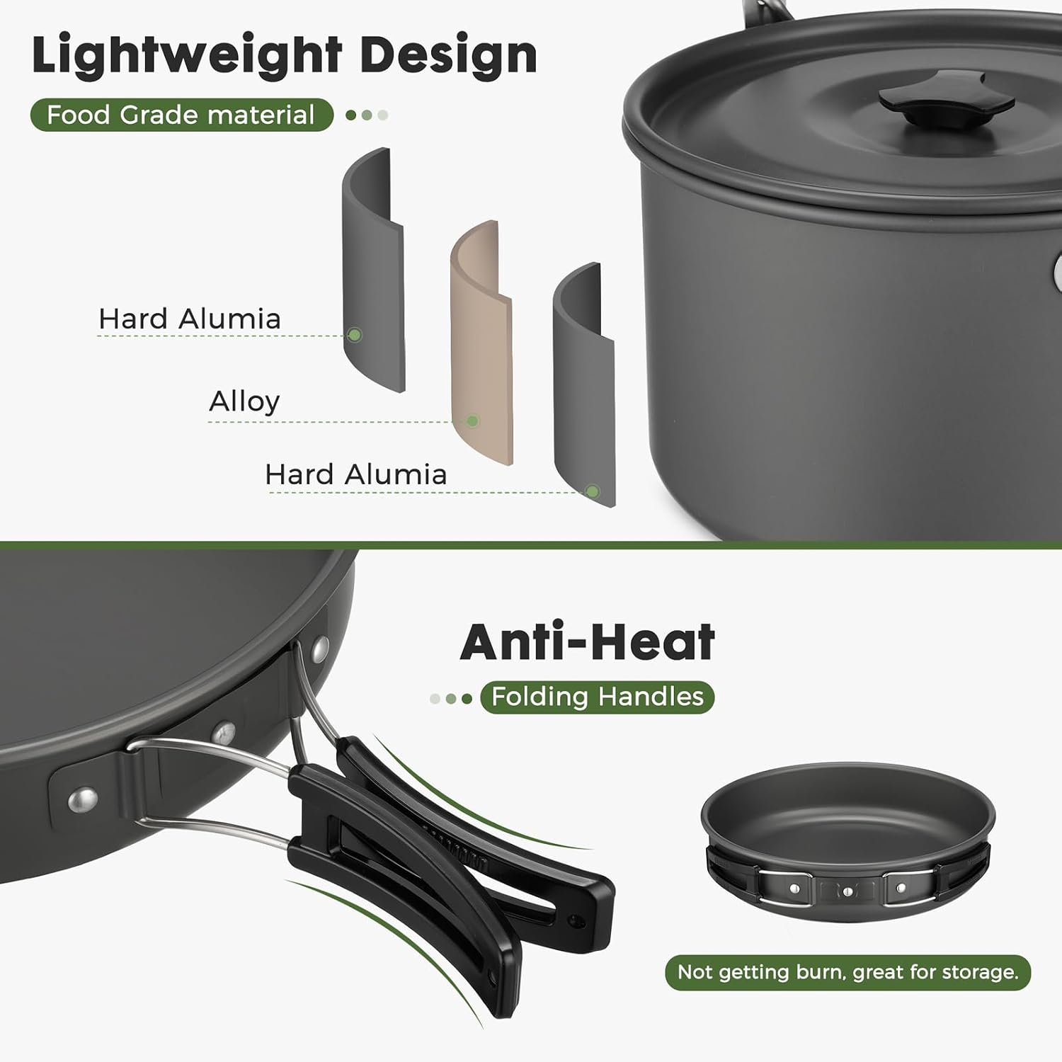 THTYBROS 43-teiliges Aluminium Camping-Set für 6 Personen mit Topf, Wasserkocher, Pfanne & Geschirr für Outdoor – Bild 4