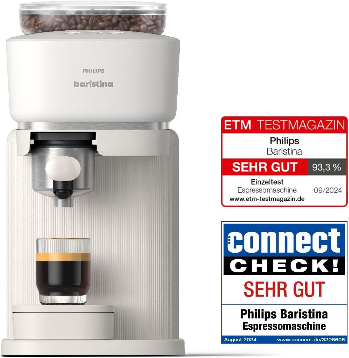 PHILIPS Baristina Espressomaschine mit Milchaufschäumer, Weiß, 16 Bar – Bild 2