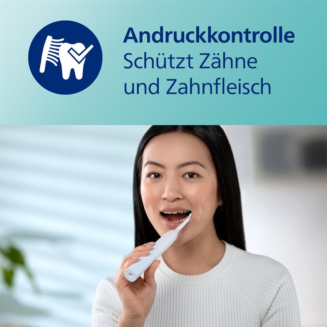 Philips Sonicare 3100 elektrische Zahnbürste, Schallzahnbürste, Andruckkontrolle und Timer, Weiß, Zweierpack, Modell HX3675/13 – Bild 4