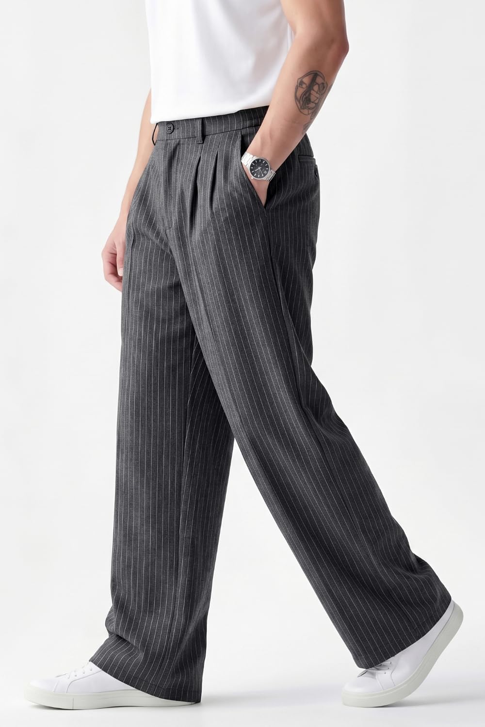 Heyfanee Anzughose Herren Baggy Chino Hose für Männer Lang Stoffhose – Bild 2