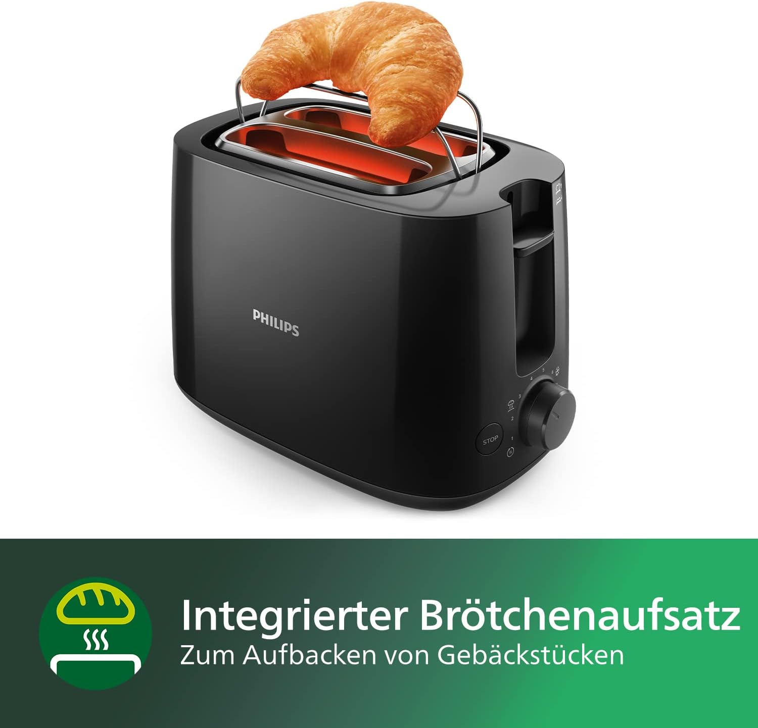 Philips Toaster, Schwarz, 8 Bräunungsstufen – Bild 6