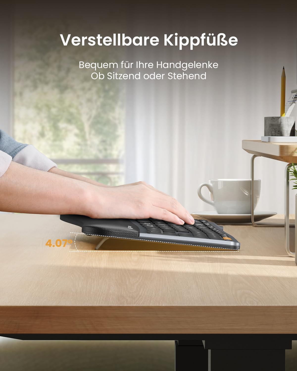 ProtoArc EK01 Plus Beleuchtet Ergonomische Tastatur Kabellos, Full Size – Bild 7