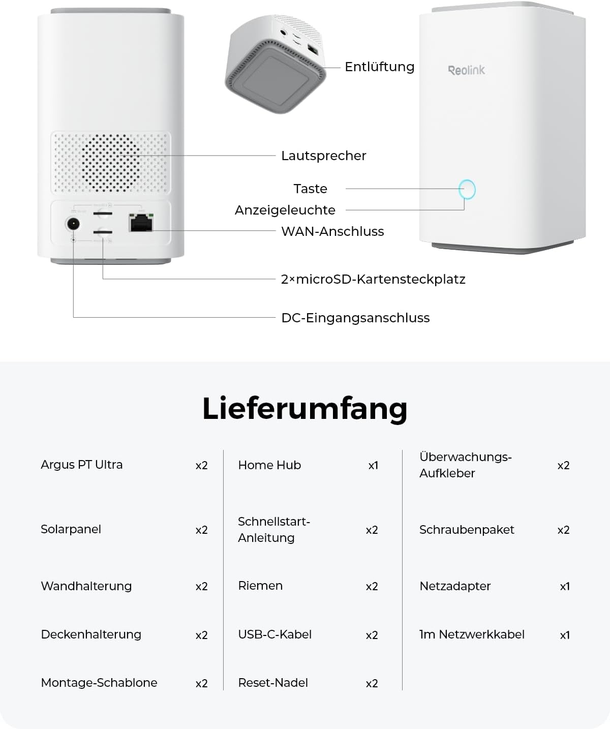 Reolink 4K PT Solar Überwachungskamera Aussen Akku Set Outdoor mit Home Hub – Bild 11