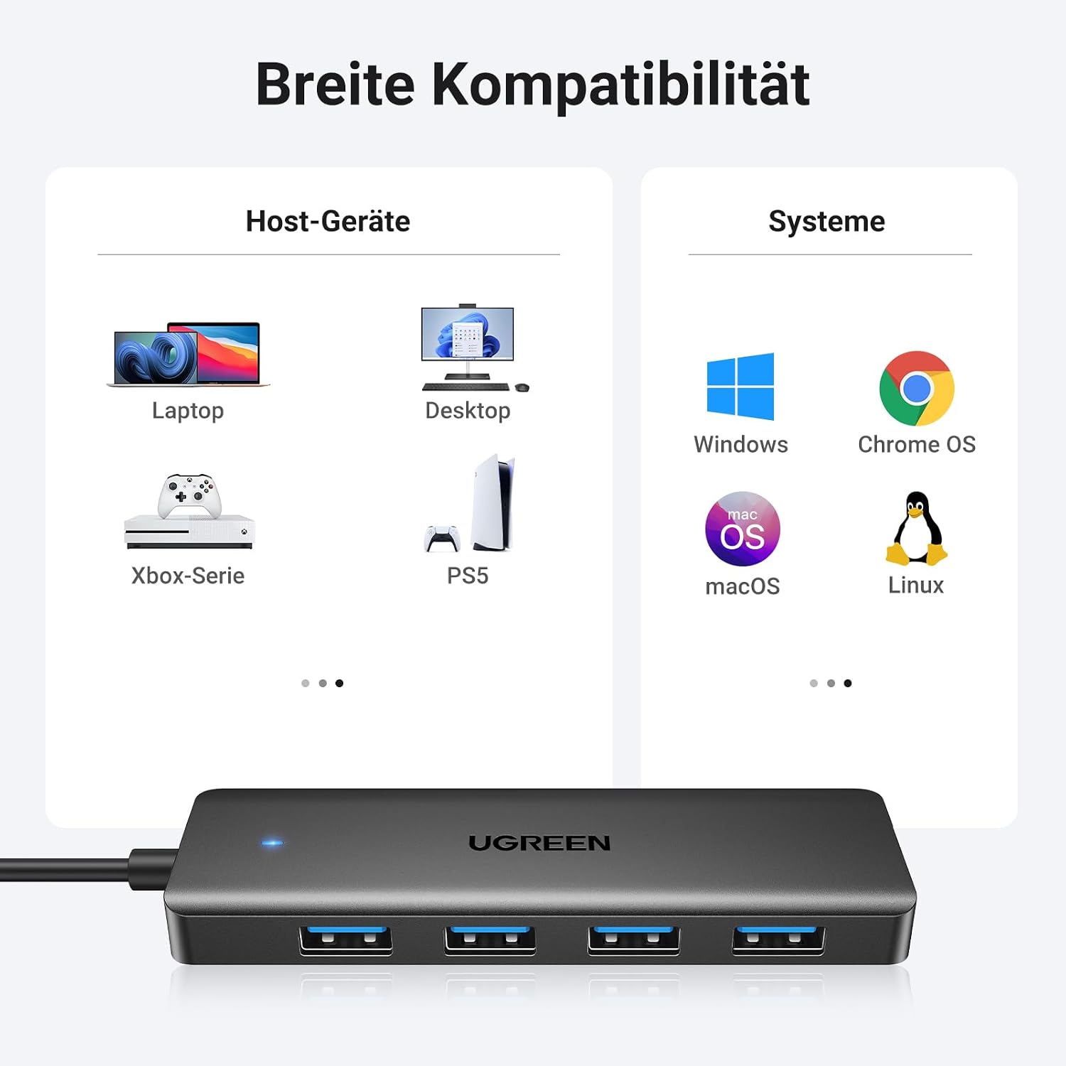 UGREEN 4-Port USB 3.0 Hub USB Verteiler Multiport Adapter 5Gbps (15cm) – Bild 5
