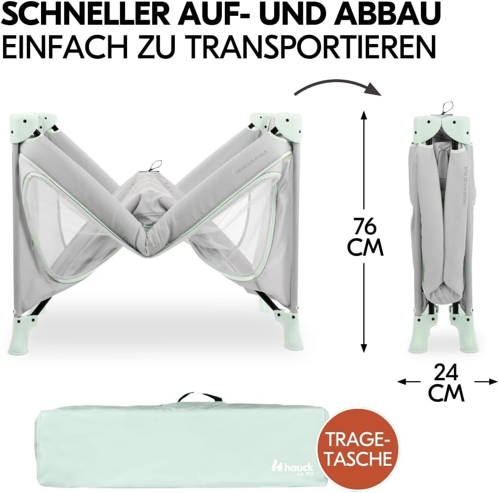 hauck Dream n Play Plus Baby Reisebett Set - Dusty Mint – Bild 5