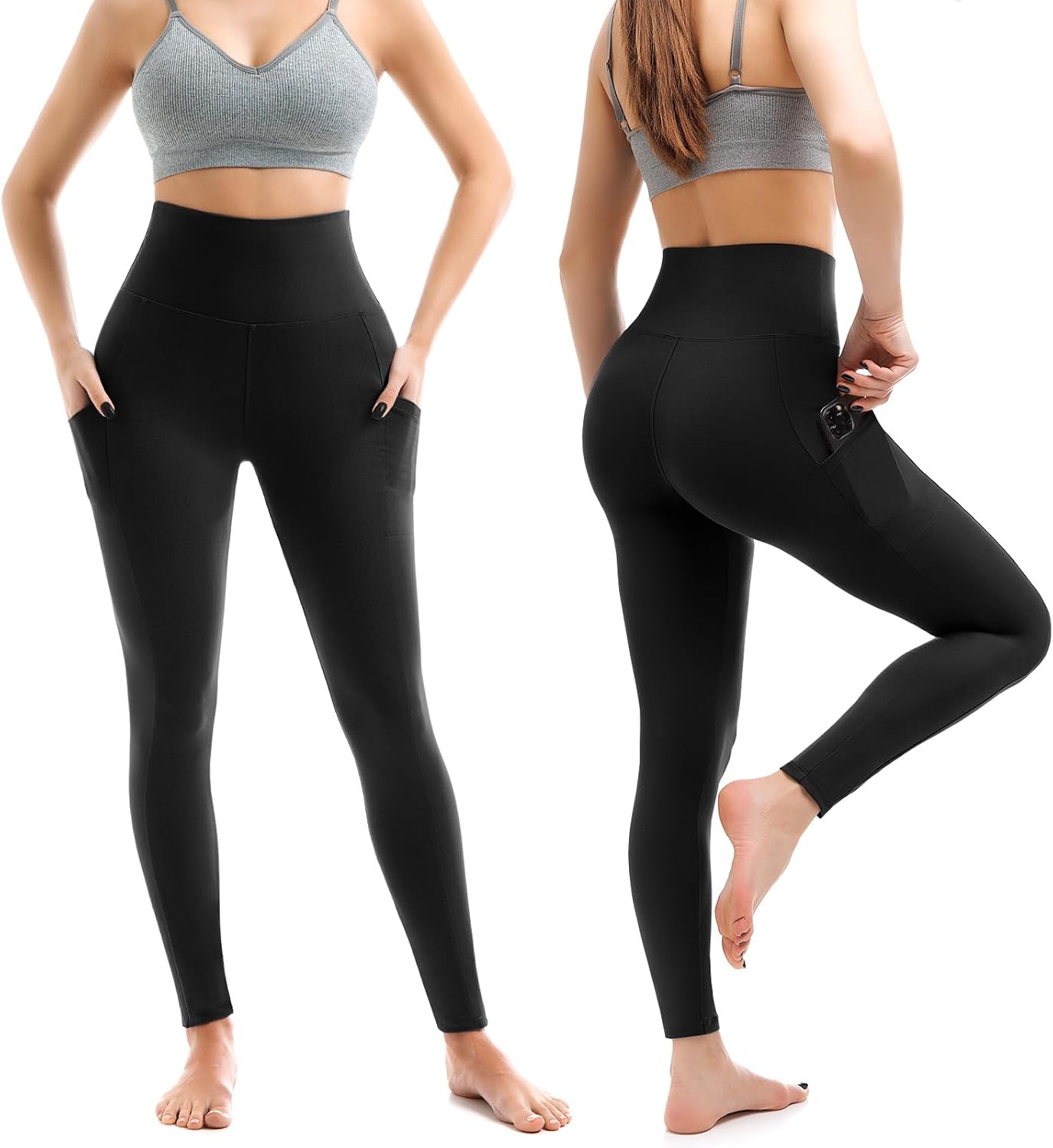Leafigure 2er Pack High Waist Leggings Damen mit Taschen – Bild 2
