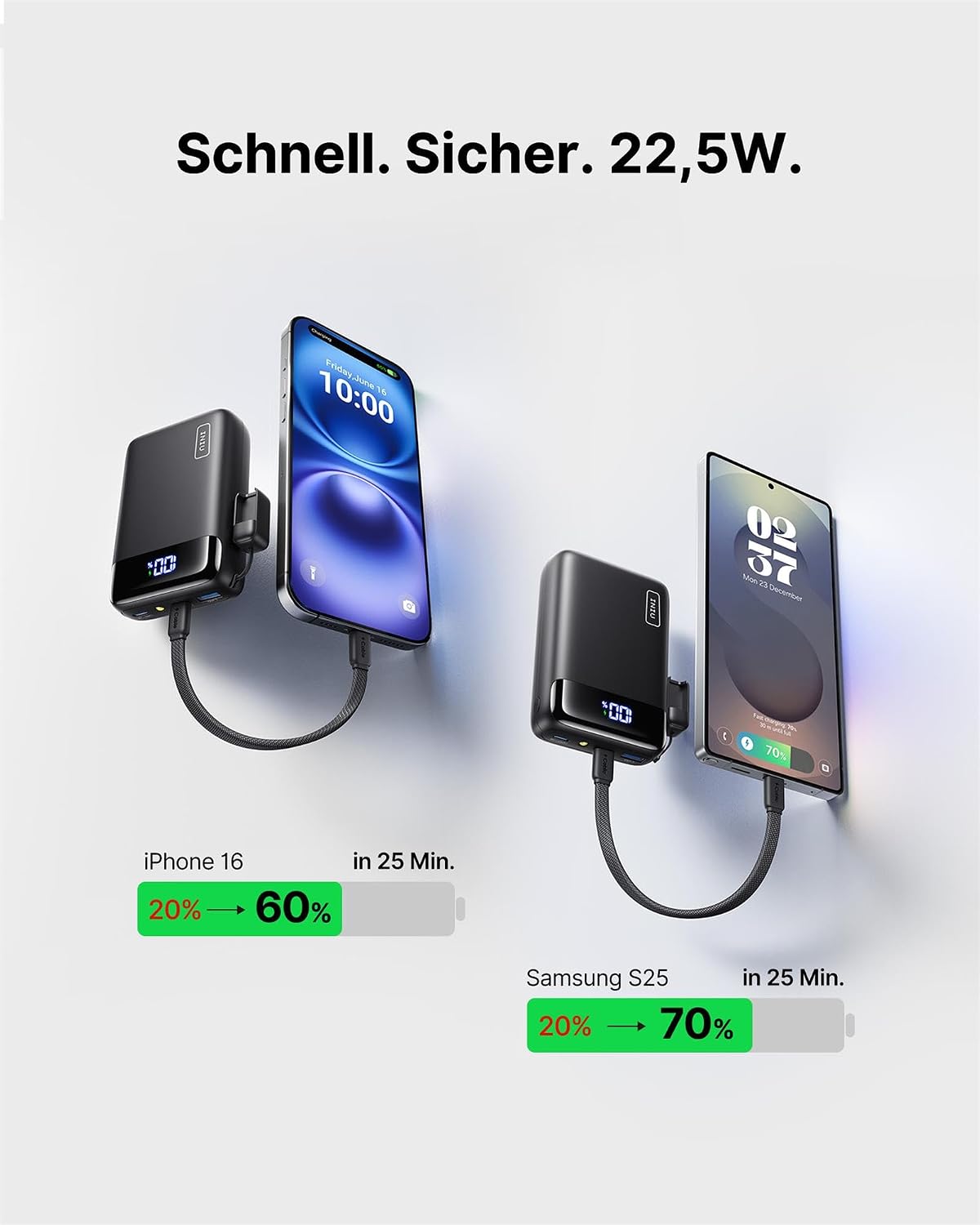INIU 20000mAh Power Bank, Klein 22.5W Schnellladung Externe Handyakkus – Bild 3