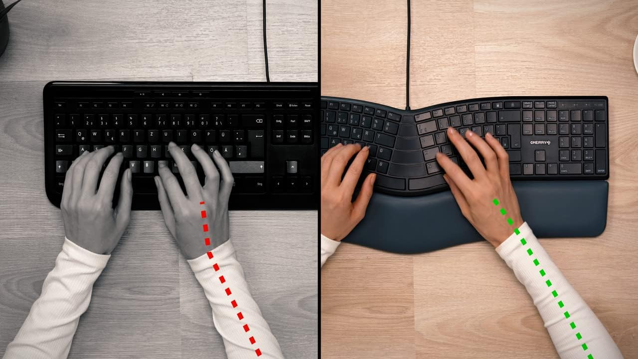 CHERRY KC 4500 Ergo, Ergonomische Tastatur, Deutsch QWERTZ, Schwarz – Bild 8