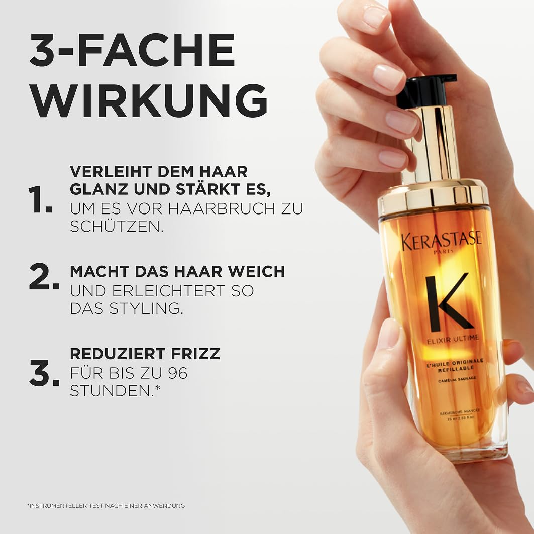 Kérastase Haaröl für trockenes Haar, Pflegend und nährend für mehr Glanz, Hitzeschutz und Anti-Frizz, Huile Originale Elixir Ultime – Bild 7