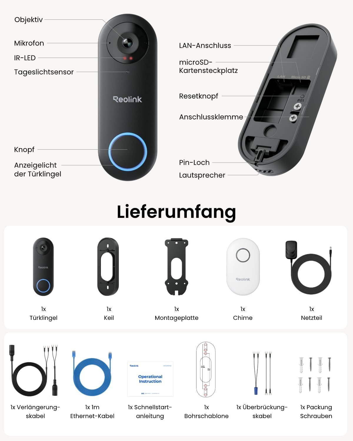 Reolink 5MP Video-Türklingel mit Chime, 2,4/5GHz WLAN, 180° Ultraweitwinkel – Bild 8