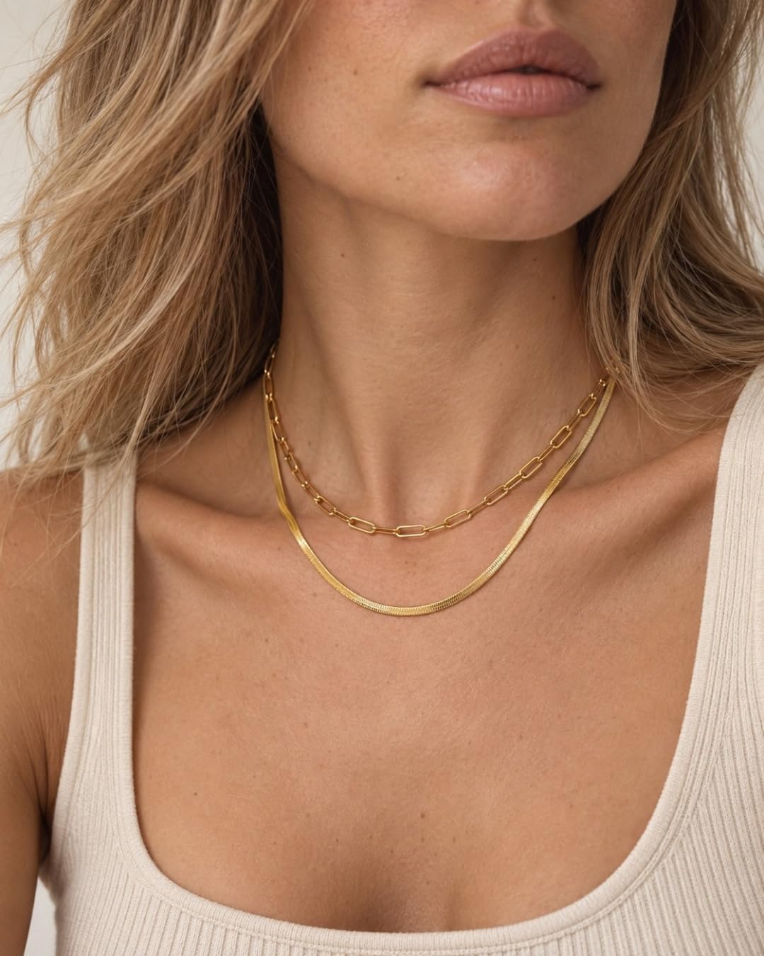 Goldkette Damen Layering Kette Gold wasserfest 18K vergoldet – Bild 2
