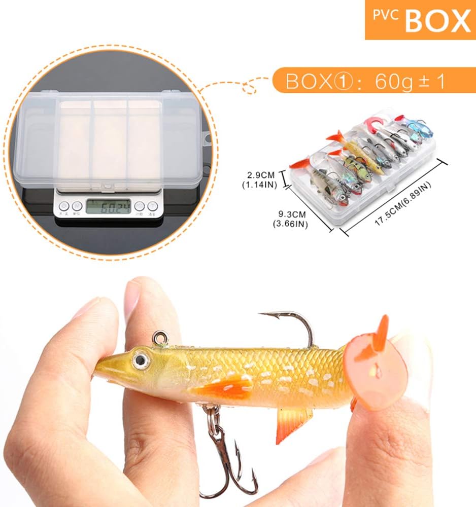 DONQL Weiches Angelköder-Set, Angelköder, Köder-Set für Süßwasser, Forelle, Barsch, Lachs, inklusive lebhaften Spinnködern, künstlichen Silikon-Bassködern mit Box – Bild 5