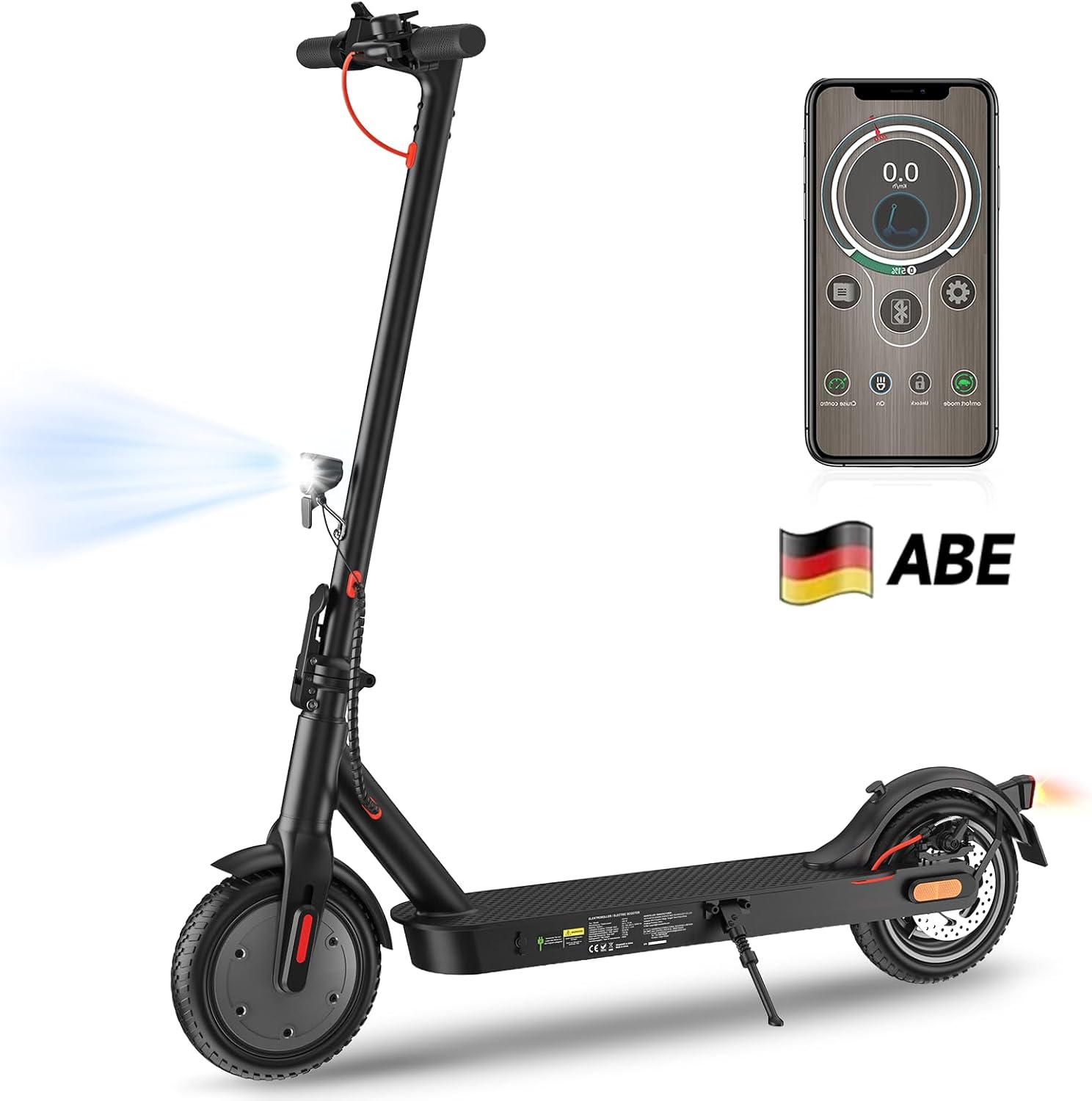 E Scooter mit Straßenzulassung Max 30 km Reichweite mit App,8.5 Zoll Elektroroller mit Wabenreifen Duales Bremssystem 20km/h, E Roller bis 120kg für Herren Damen – Bild 9