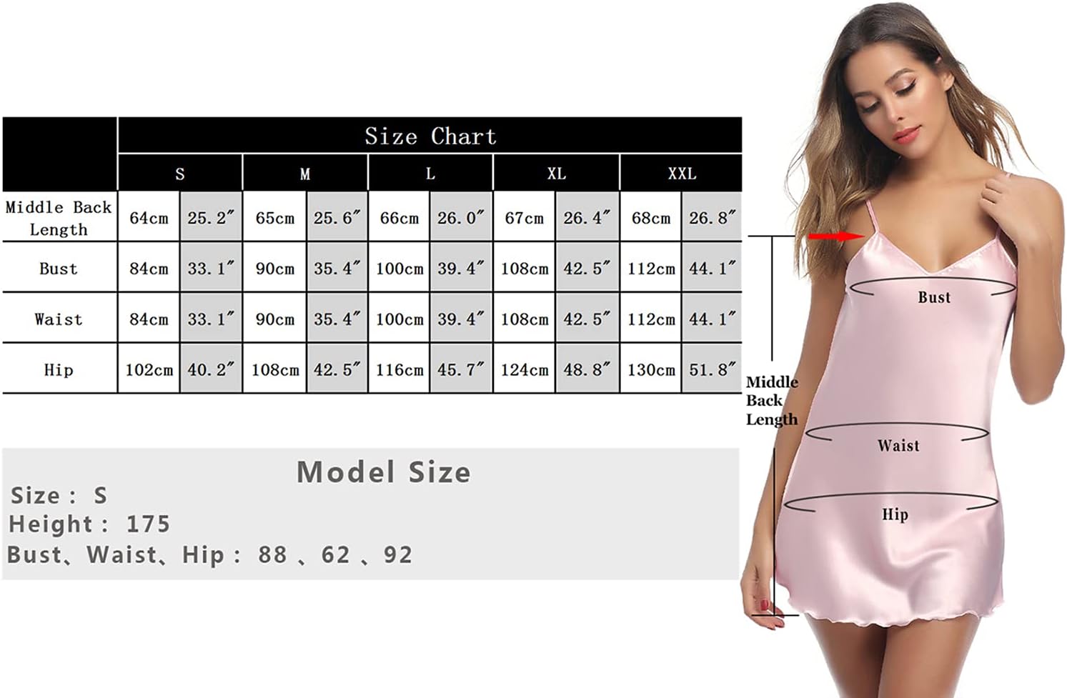 Litherday Nachthemd Damen Ärmellos Satin Negligee Sexy Babydoll Kurz Sommer – Bild 6