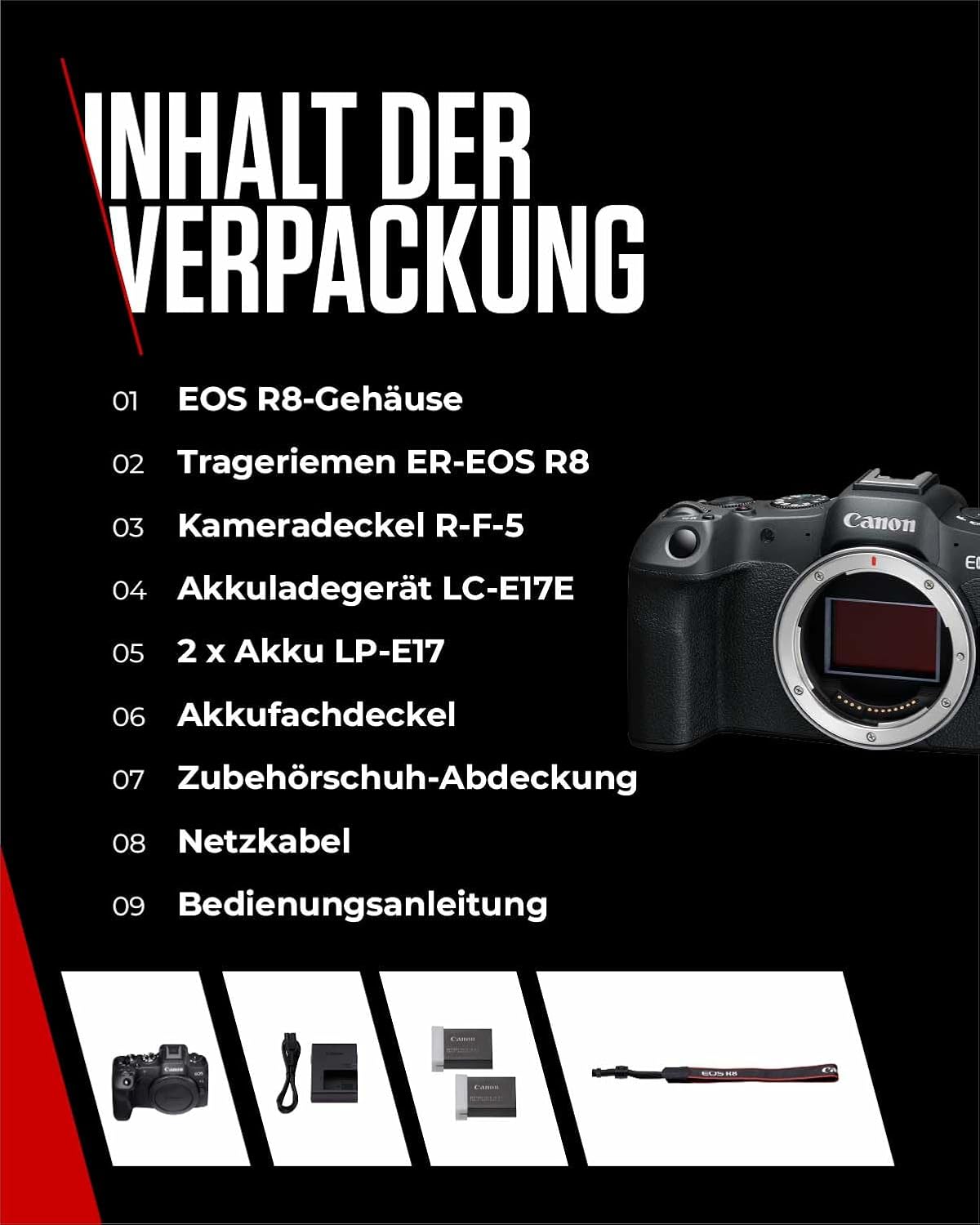 Canon EOS R8 Vollformat-Systemkamera 24,2 MP Sensor 4K + 2 Batterien – Bild 7