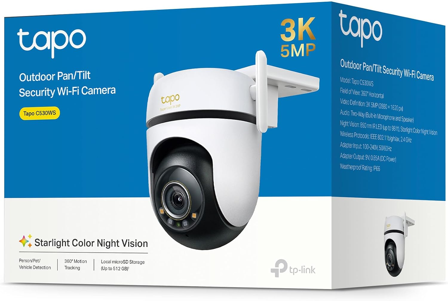 Tapo C530WS 360° Überwachungskamera Außen, 3K 5MP, Starlight Farbe Nachtsicht, KI-Erkennung, Bewegungsverfolgung, WLAN oder Ethernet, microSD-Karte bis zu 512 GB – Bild 11