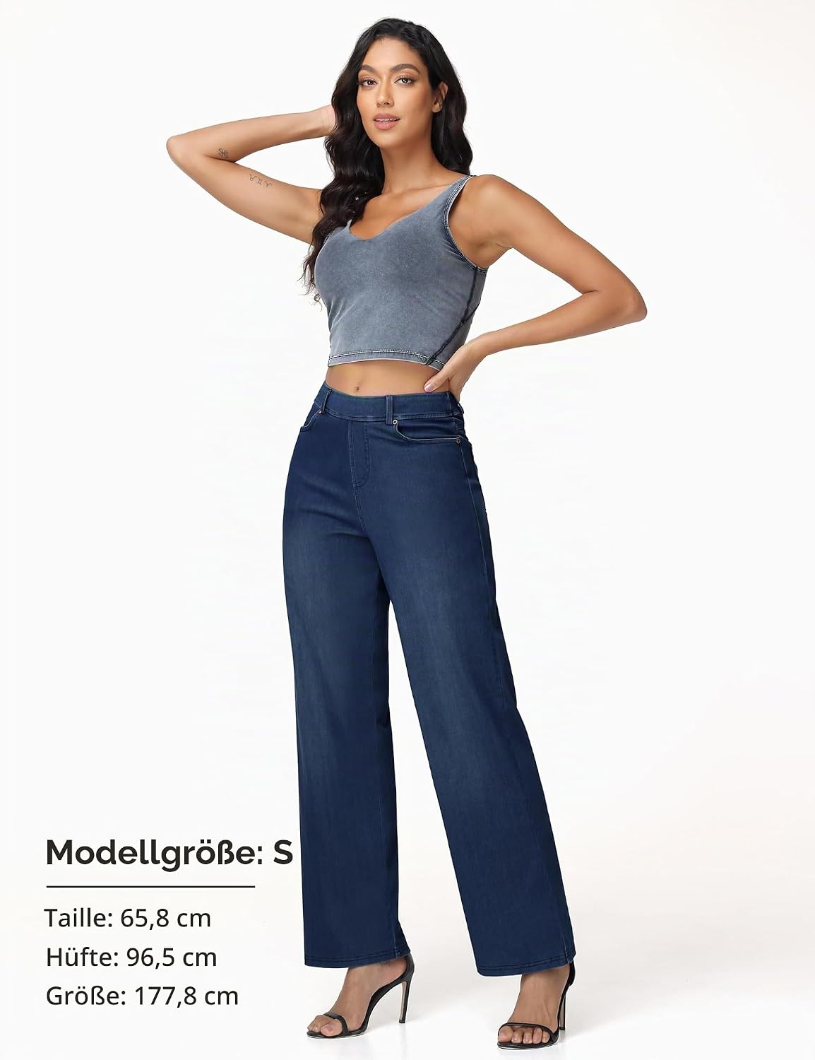 THE GYM PEOPLE Damen Baggy Jeans High Waist Stretch Straight Wide Leg Hose – Bild 6