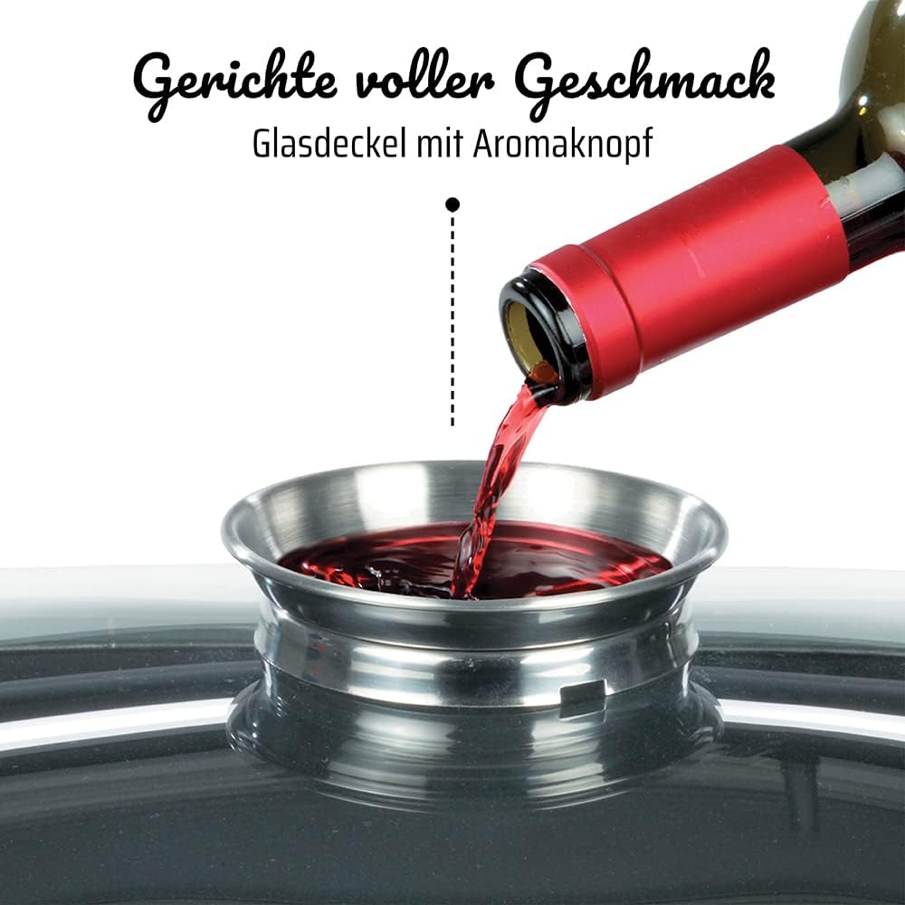 GSW Multibräter 3-in-1 – hochwertiger Bräter mit 2 Deckeln, ideal zum Schmoren, Dünsten und Braten, auch für Induktion und Backofen – Edelstahl, rostfrei, 8,5 Liter, Silber – Bild 5