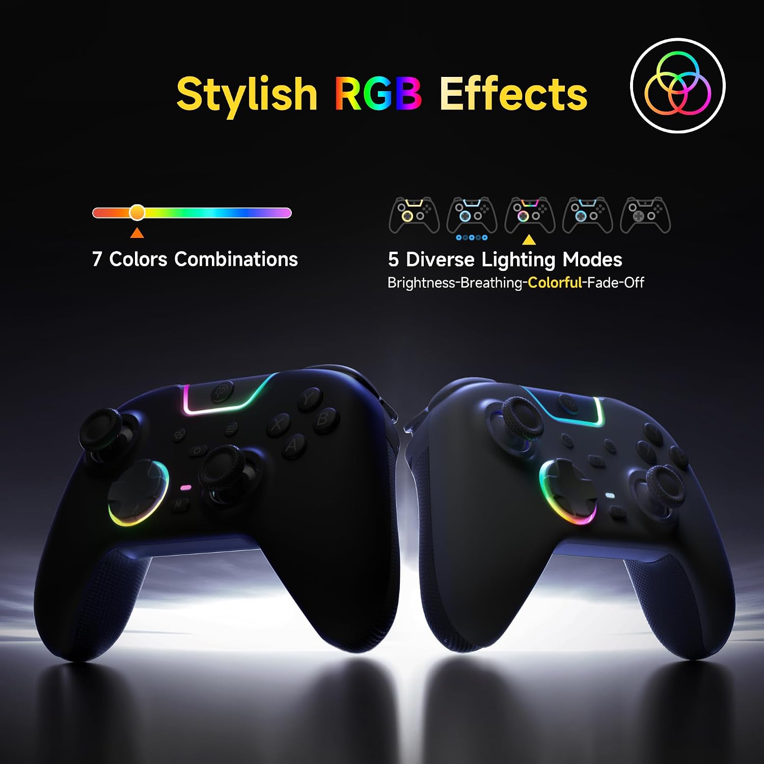 EasySMX X05PRO Wireless Controller PC, Gaming Controller mit leise Tasten, 2-stufige Tigger, Hall Joysticks, 2 programmierbare Tasten, 1000mAh Akku, Kompatibel mit PC/Switch/Android/iOS-Schwarz – Bild 7