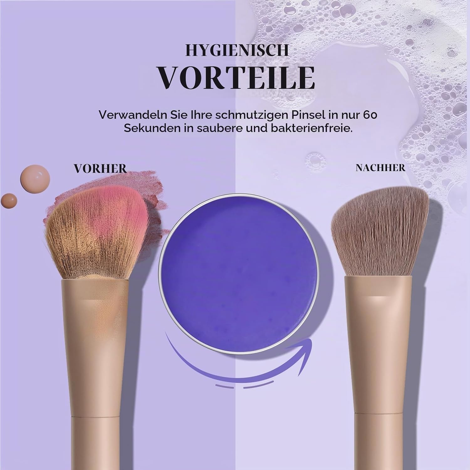 DUcare Make-up-Pinsel-Reiniger, solide Seifenreiniger, leicht zu reinigende Pinsel und Make-up-Schwämme (Lila) – Bild 8