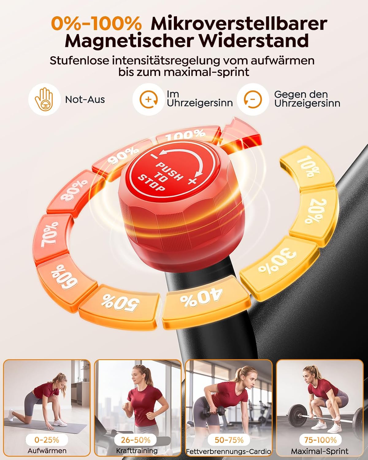 Heimtrainer Fahrrad mit LCD-TouchDisplay, App & Pulsmessung – Bild 6