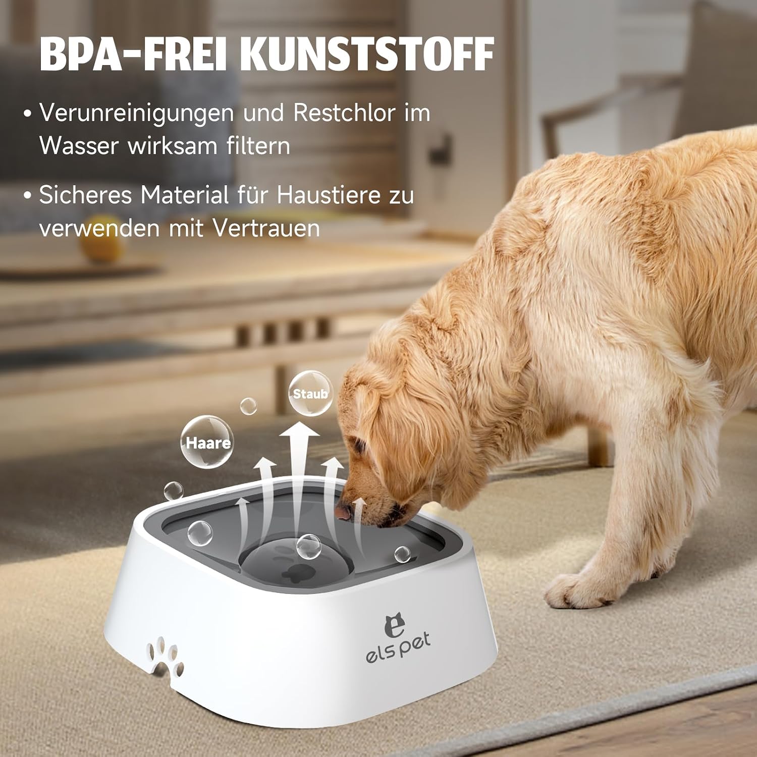 ELS PET Hundenapf 1L - Auslaufsicher Dank Schwimmdeckel, fur Auto & Zuhause – Bild 3