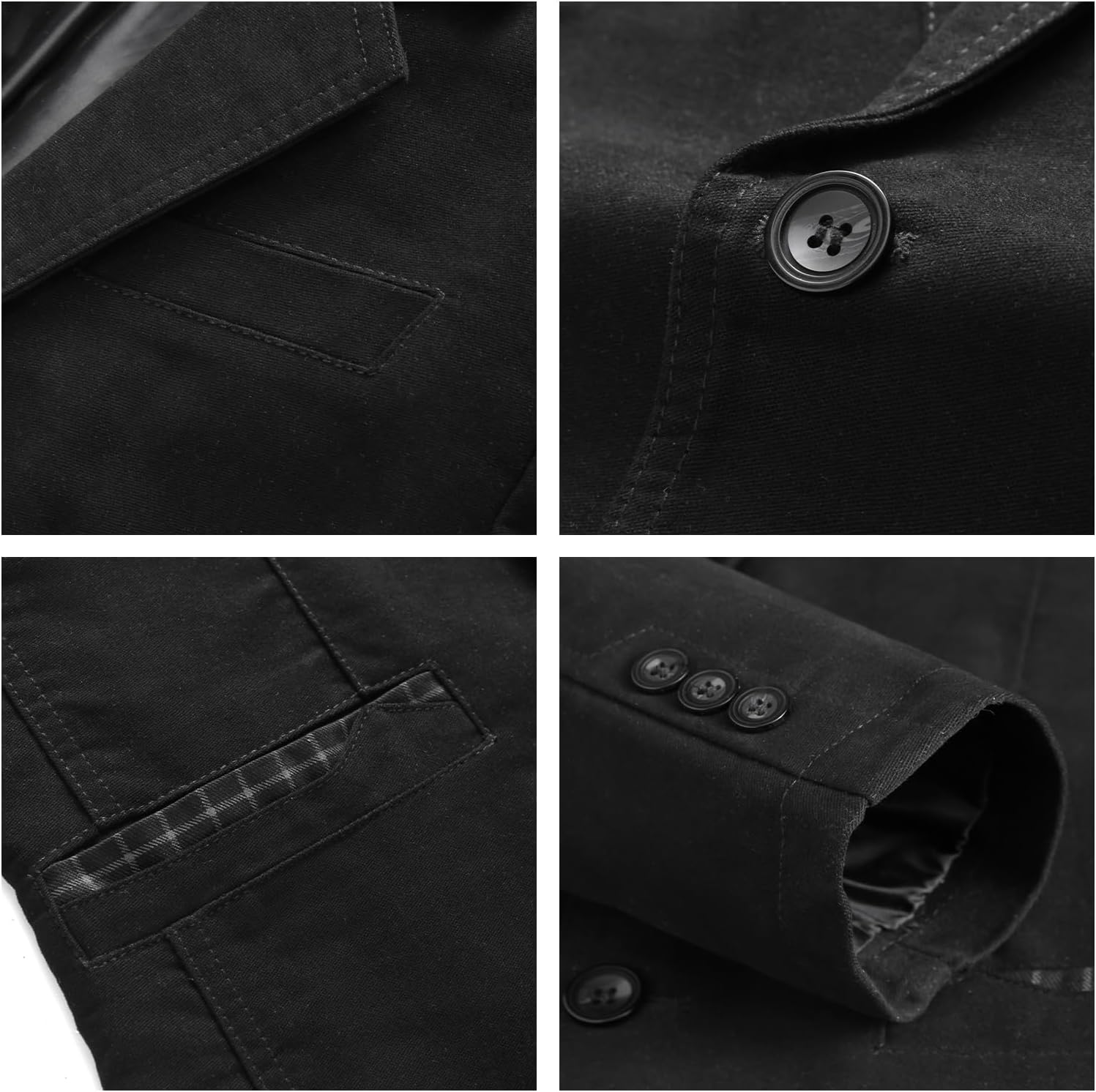 KUDORO Herren Sakko Anzugjacke Slim Fit Freizeit Baumwolle Sportlich Kapuzen Blazer Herren 2 Knöpfe – Bild 5