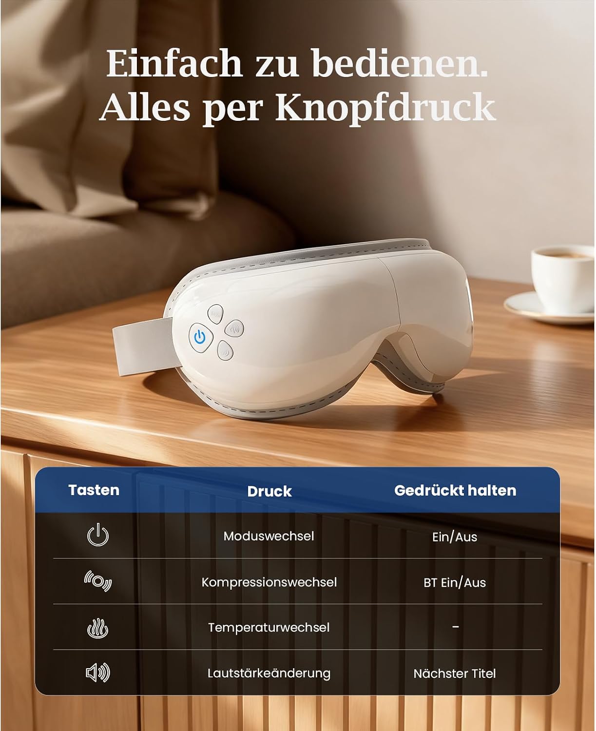 Bob and Brad Augenmassagegerät mit 40 & 45 °C Wärme, 3 Intensitätsstufen – Bild 6