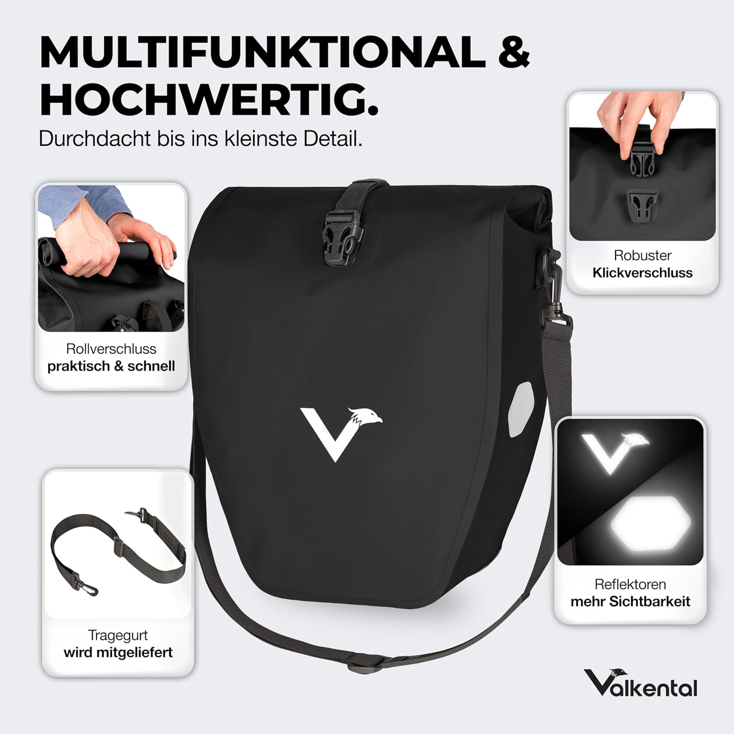 Valkental Gepäckträgertasche, Wasserdicht & Abschließbar – Bild 4