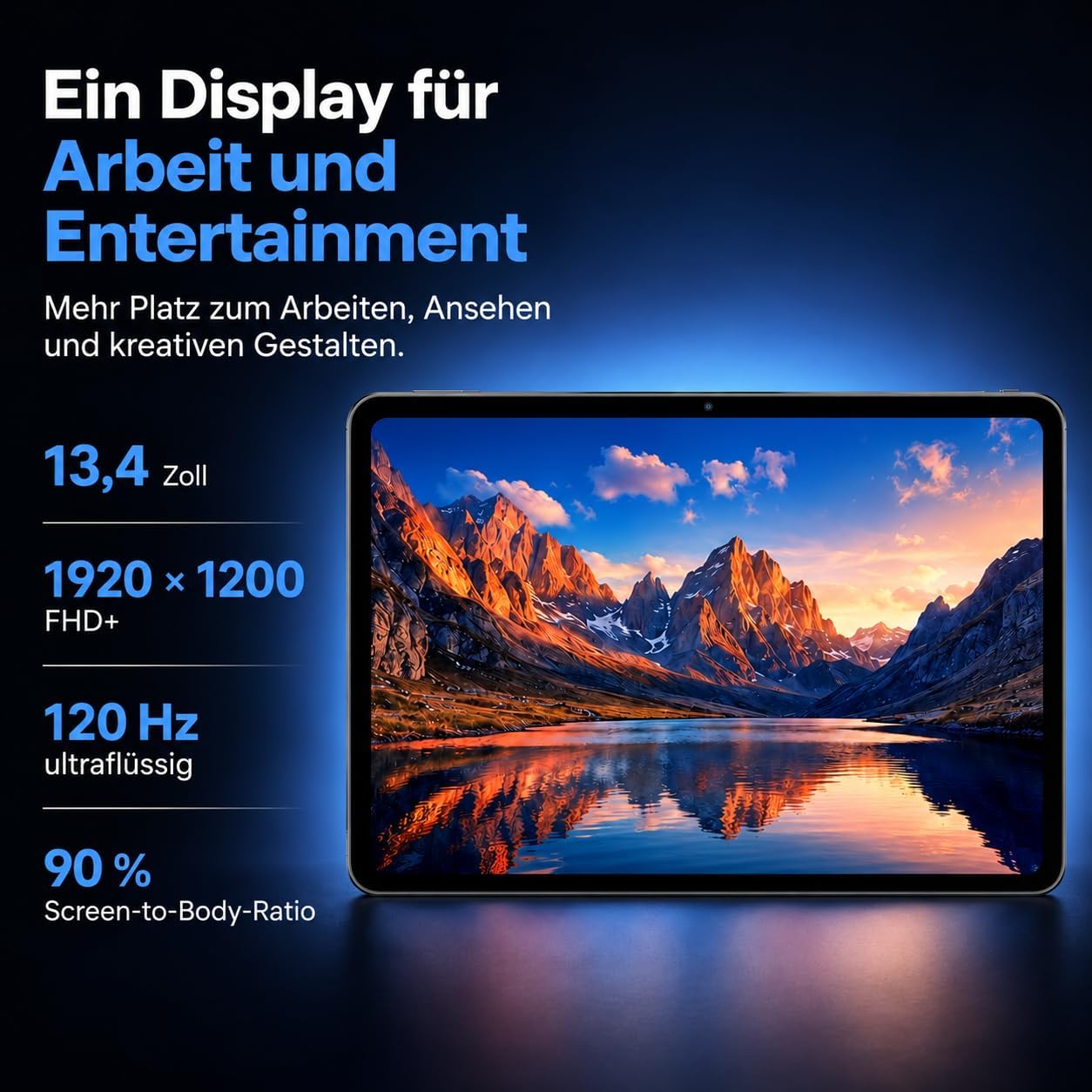 Tablet 13,4 Zoll mit Tastatur, 4G LTE, Android 16, 256GB Speicher 24GB RAM / 2TB TF, T7280 Octa-Core, 120 Hz FHD+, Ultradünn Tablet-PC, 8300 mAh,USB-C PD 18 W, PC Mode 3.0, Widevine L1/Face ID, Grau – Bild 3