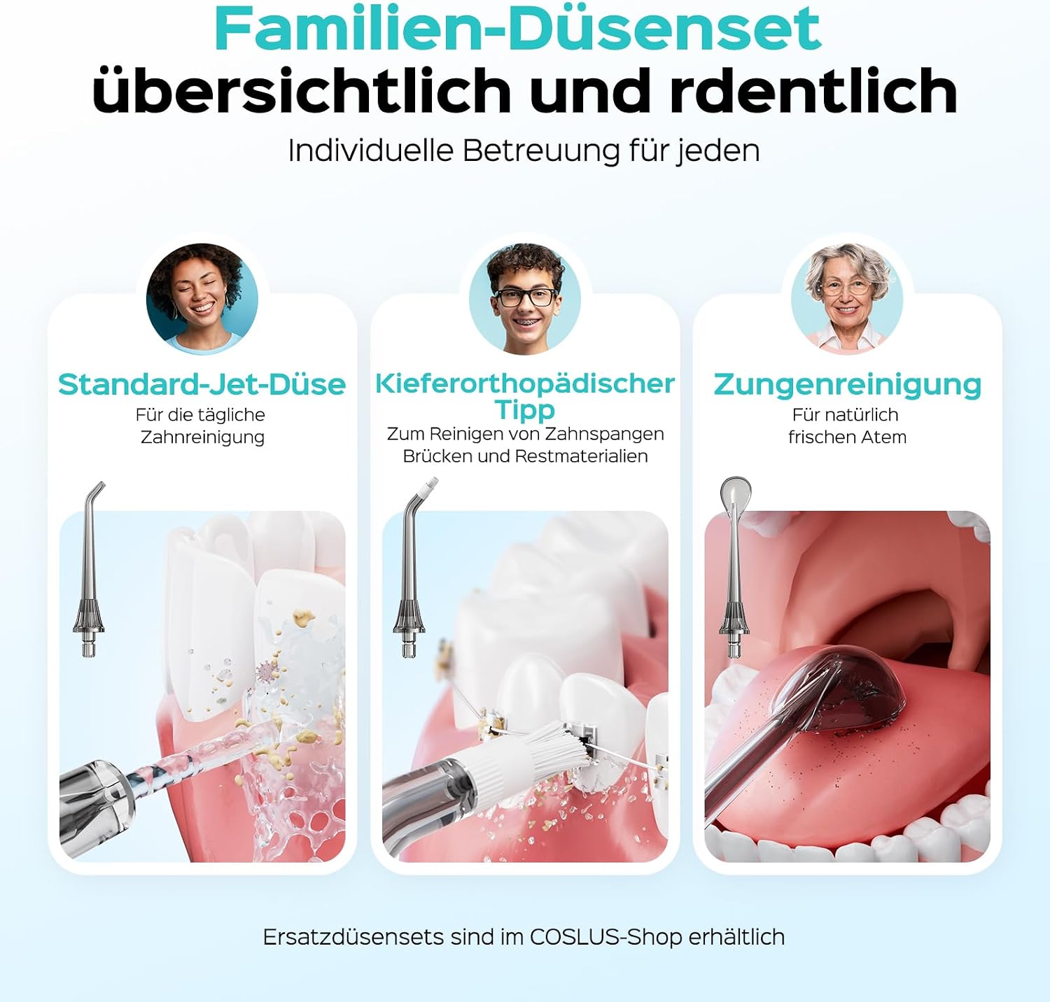COSLUS C51 Tragbare MundduscheTestsieger 2026, 3 Modi 6 Druckstufen Schwarz – Bild 9