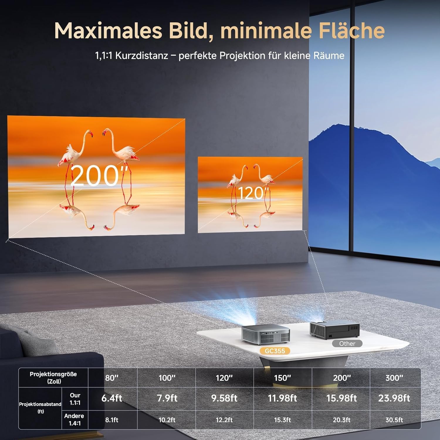 Smart Beamer 4K kompatibel mit Netflix & Dolby Audio, KOGATA Kurzdistanz Projektor mit Autofokus & 6D Trapezkorrektur, WiFi/Bluetooth, Native 1080P Heimkino Beamer für Outdoor & Schlafzimmer – Bild 4